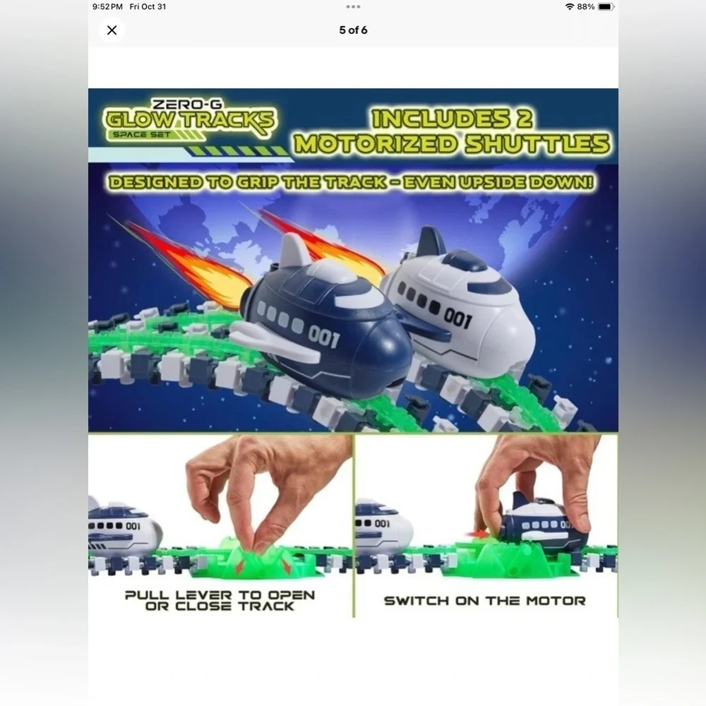 USA Toyz Zero G Space Glow Race Track for Kids- 258pc
